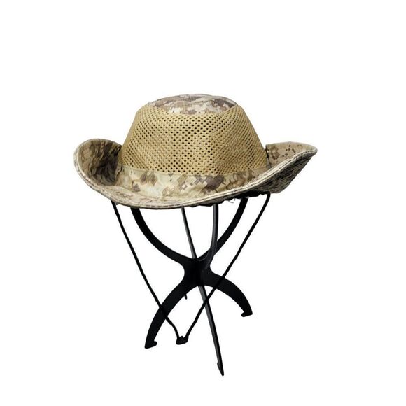 Digital Camo Mesh Sun Hat Chin Cord Cabin Core Adventure Granola Outdoors Gorp - Picture 10 of 10